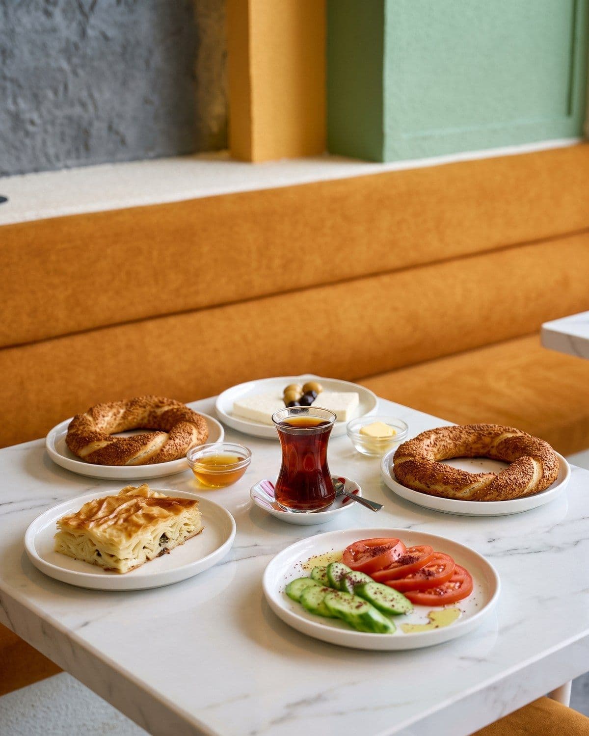 Simit ve çayla kahvaltı — Mayra Fırın, Ataevler
